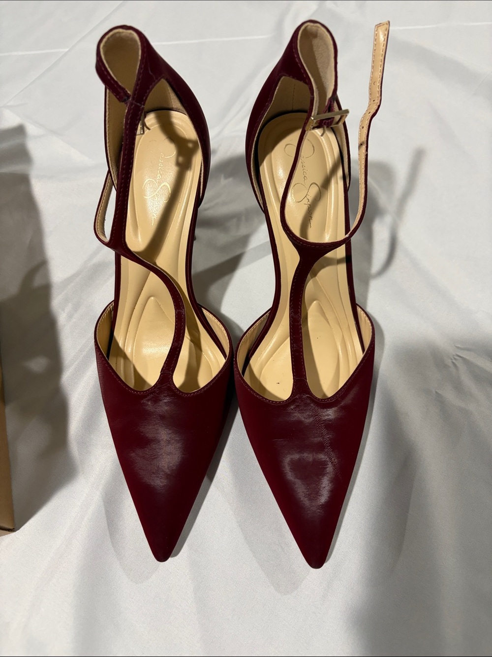 Jessica Simpson Wine Red Pointed-Toe Stiletto Heels